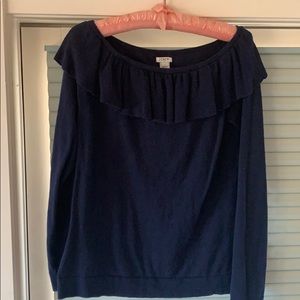J.Crew Navy ruffle sweater